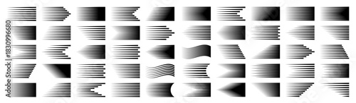 Black cartoon or comic speed lines with round corners. Simple line with motion effect. Comic book design element. Vector collection.