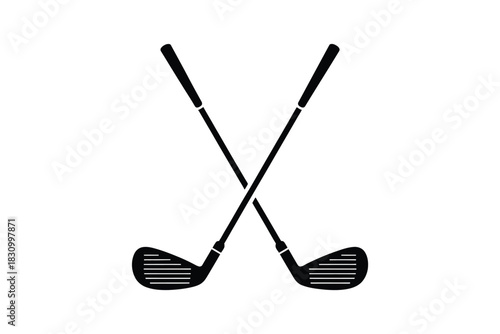 Crossed Golf Clubs Emblem Created As Clean Vector Illustration For Sports Branding, Classic Athletic Logo Design, Modern Identity Graphics, And Professional Tournament-Themed Artwork