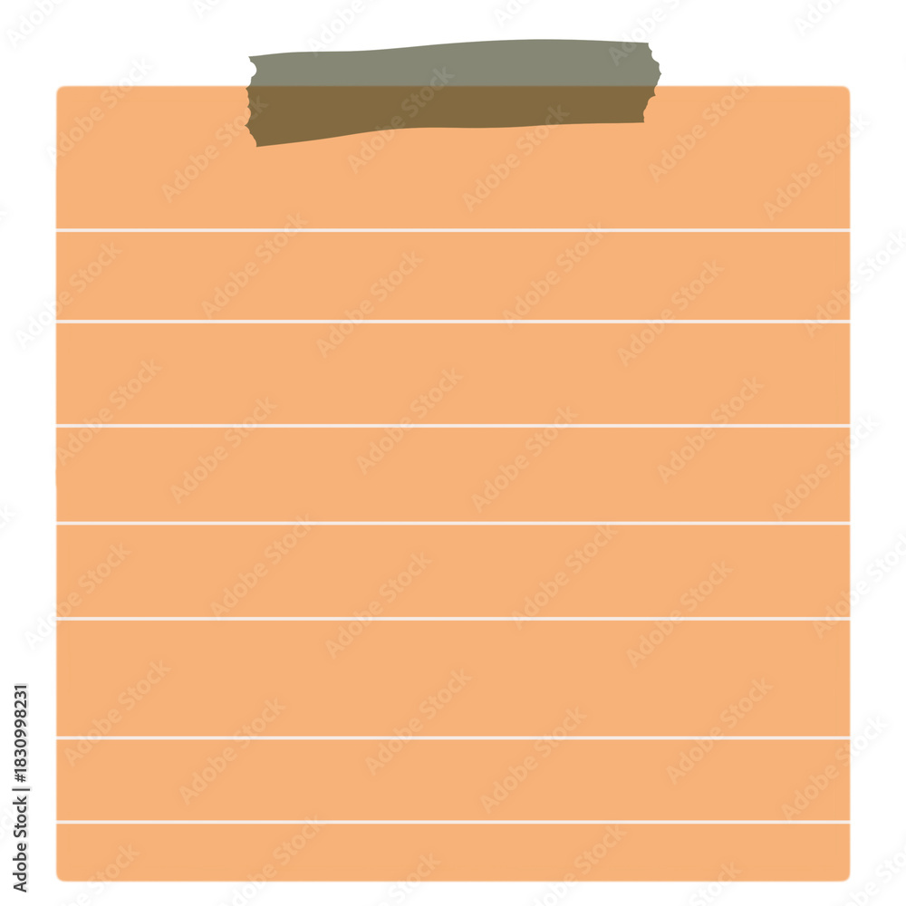 Obraz premium Orange Blank Sticky Note Illustrations, Lined Memo Pads with Tape