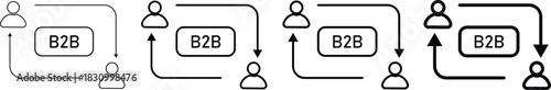 Business to Business Icons set. B2B trade and transaction symbols. Corporate networking icons. Corporate collaboration graphic design
