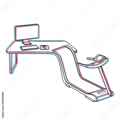 Home office desk transforming into treadmill for fitness motivation  