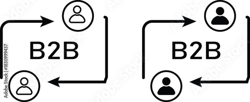 Business to Business Icons set. B2B trade and transaction symbols. Corporate networking icons. Corporate collaboration graphic design
