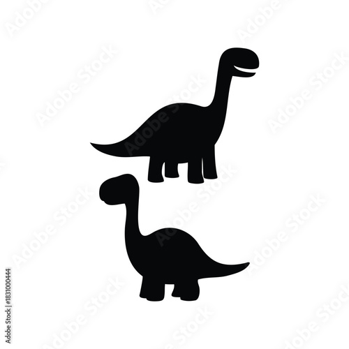 Cute dinosaur  silhouette icon vector flat design.