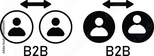 Business to Business symbols. B2B collaboration symbol. Business transaction icon. Enterprise partnership signs
