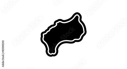 Abstract Black and White Land Shape Illustration with Simplistic Design Style