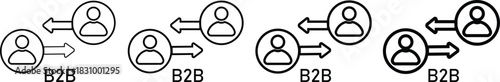 B2B icon set. Business Network Icons. Business to Business Icons. Corporate networking icons. Corporate partnership graphic design
