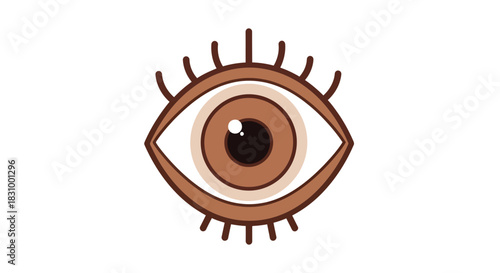Abstract eye illustration with stylized eyelashes and brown iris detail, minimalist vision concept