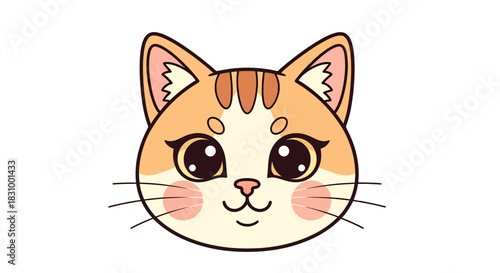 Adorable Cartoon Kitten Portrait with Sweet Expression and Delicate Detailing for Young Audiences