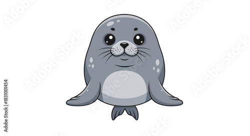 Adorable Cartoon Seal Illustration Isolated on White Background Perfect for Kids Content