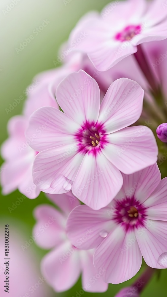 Fototapeta premium Delicate beauty in a cluster of gentle pink blooms A serene close-up showcases the refined details of springtime flowers