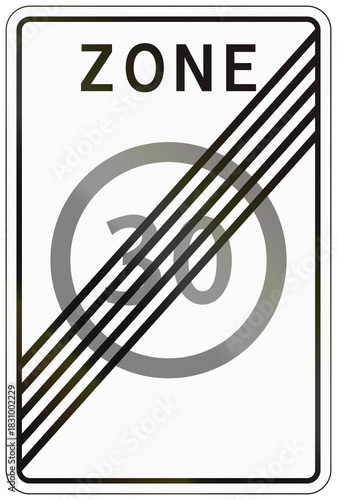 Road sign used in Georgia - End of speed limit 30 kmh zone