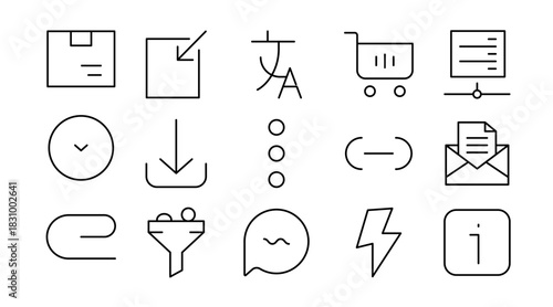 General Interface Line Icon Set. UI, UX, buttons, menus, navigation, settings, controls, toggles, layout, dashboard, web, app, digital interface icons vector illustration. Pixel-perfect stroke