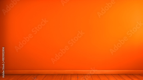 Interior scene featuring an orange wall and wooden floor,  creating a warm and inviting atmosphere for your design and visualization projects