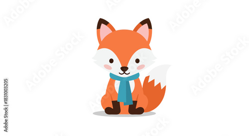 Charming fox character with a blue scarf for endearing illustrations and designs