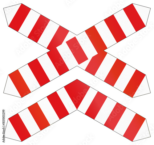Obraz na plátně Road sign used in Georgia - Level crossing with multiple tracks