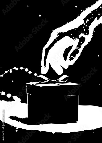 vector illustration of hand trying to catch a gift