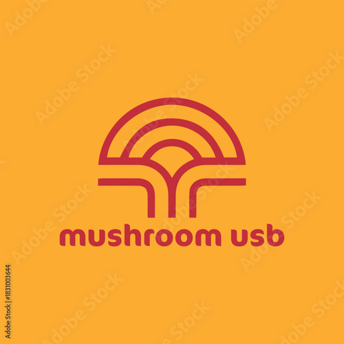 mushroom usb logo design vector format