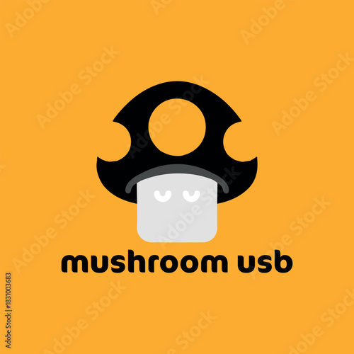 mushroom usb logo design vector format