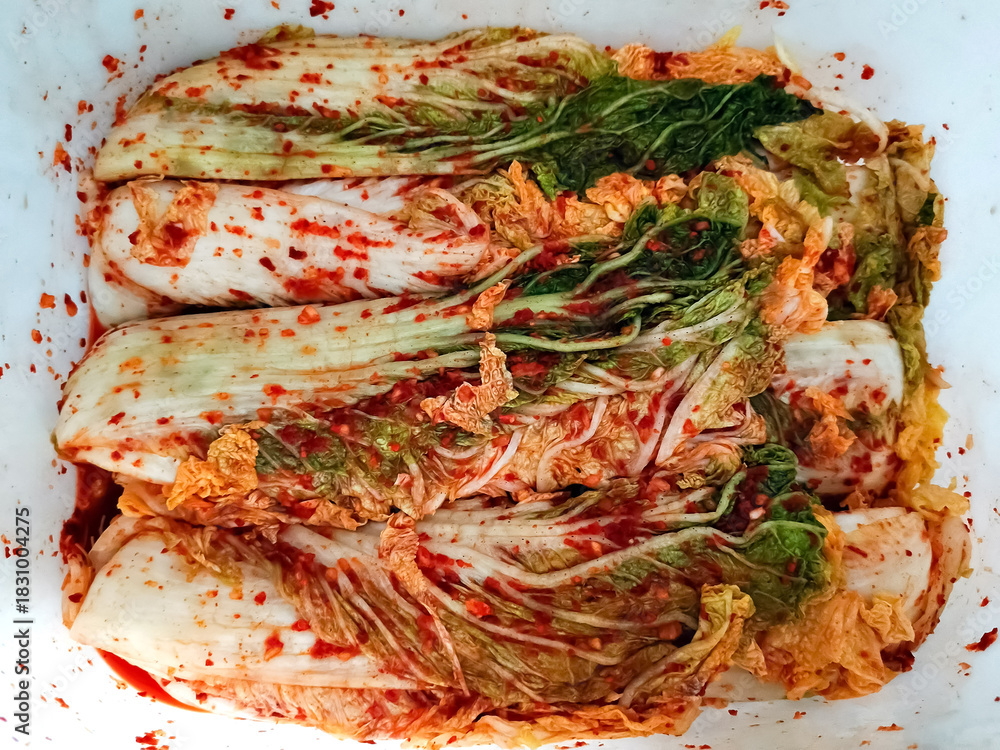 Photography Poster Freshly fermented napa cabbage kimchi prepared