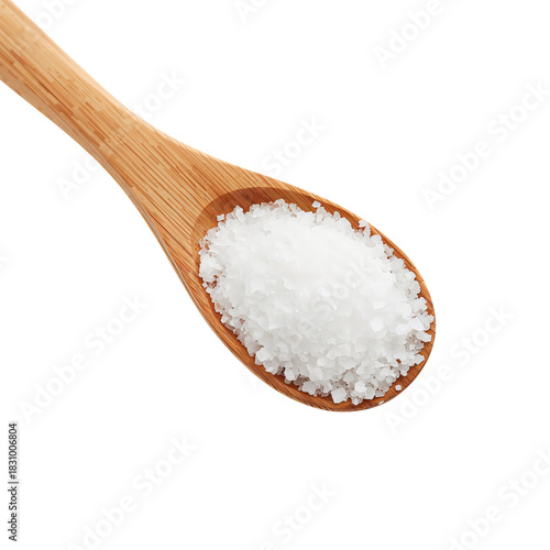Spoon Filled With Coarse Salt Captured in a Simple and Natural Setting