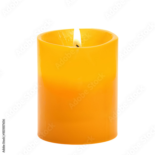 Warm Orange Candle Flickering Softly in a Cozy Indoor Setting