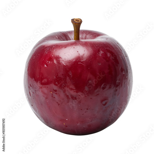 Fresh Red Apple on a White Background Highlighting Its Shiny Surface and Natu...