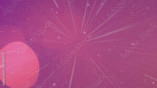 Radial streaks intensifying, center starburst expanding, dust drifting, glow pulsing to show motion