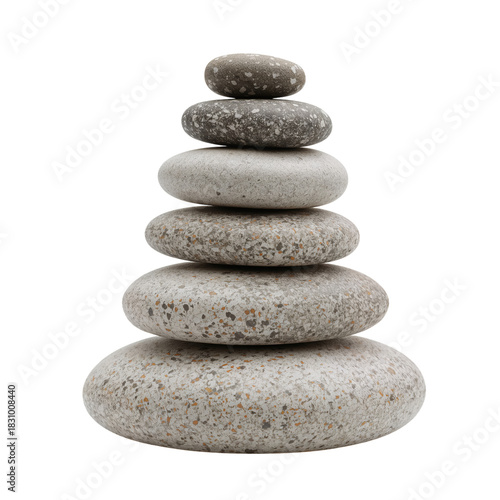 Stacked Stones in a Balanced Arrangement Create a Tranquil Outdoor Scene