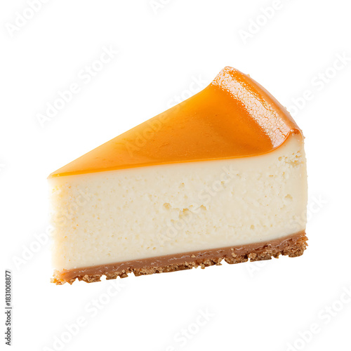Creamy Cheesecake Slice on a Clean White Plate Suitable for Dessert Lovers