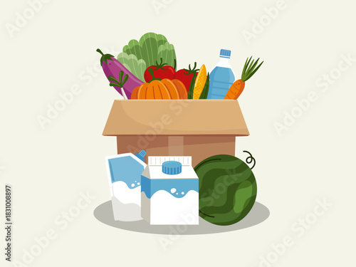 food drive charity concept box natural and organic products