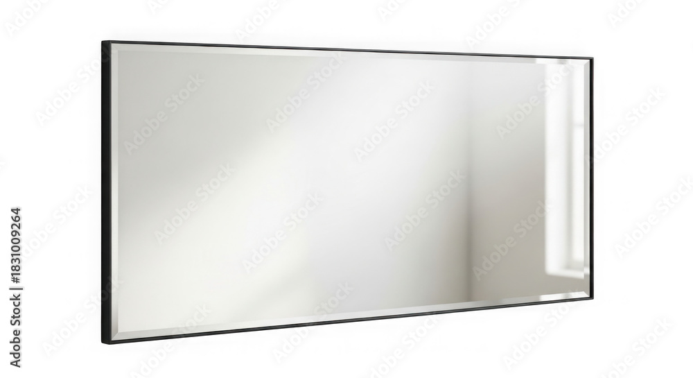 Obraz premium A simple square mirror reflecting light isolated on transparent background