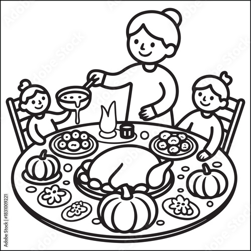 Canvas Print Cozy girls with bold black and white coloring pages