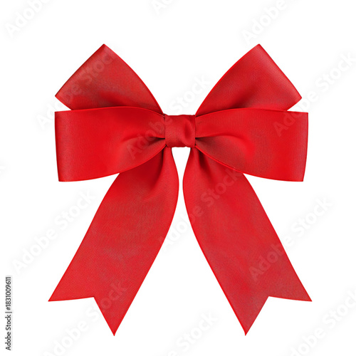 Bright Red Ribbon Bow for Gift Wrapping and Decoration in Festive Settings