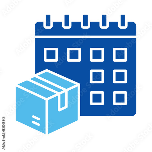 Delivery Scheduling Icons In Blue Style, Vector Illustration 