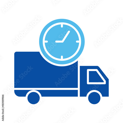 Express Delivery Icons In Blue Style, Vector Illustration 