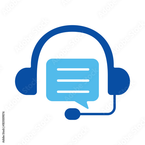 Customer Support Icons In Blue Style, Vector Illustration 