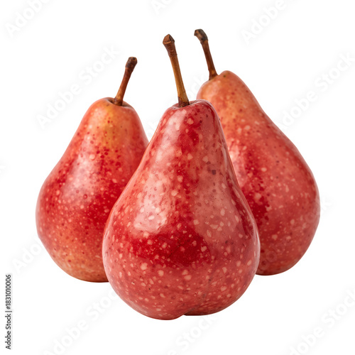 Fresh Red Pears Arranged Neatly on a White Background for Culinary Use and Pr...