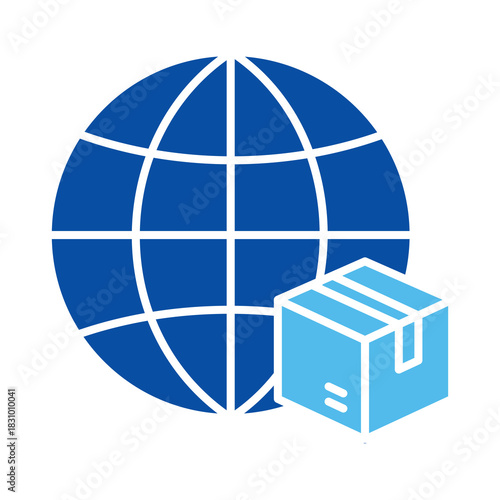 Global Delivery Icons In Blue Style, Vector Illustration 