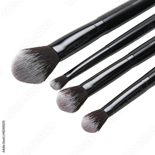 Set of Five Makeup Brushes Arranged in a Line With Varied Sizes for Different...