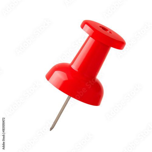 Red Push Pin Resting Diagonally on a Flat Surface in a Simple and Clean Setting