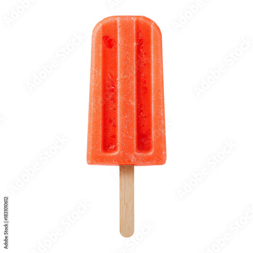 Bright Pink Popsicle on a Wooden Stick in a Sunny Summer Setting