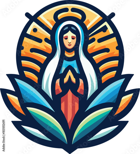 Virgen de la Candelaria logo vector white background .