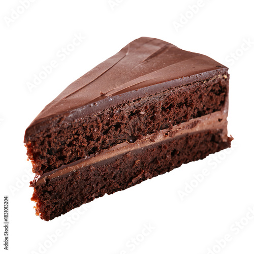 Delicious Chocolate Cake Slice Served on a Plain Background With Rich Frostin...