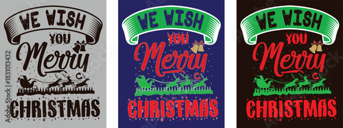 Christmas Day. Winter Christmas composition in paper cut style. Merry Christmas text Calligraphic Lettering.
Vector illustration.