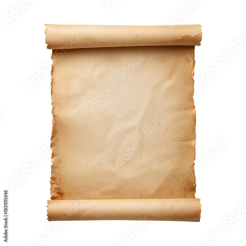 Old Scroll on White Background Ready for Writing or Decoration Ideas in Creat...