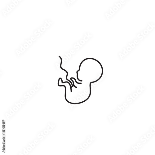 Minimalist baby illustration, simple line art of unborn child, pregnancy concept for motherhood designs and medical illustrations