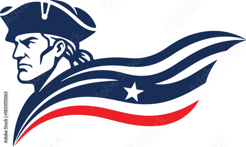 Patriot head with dynamic flag design vector illustration concept