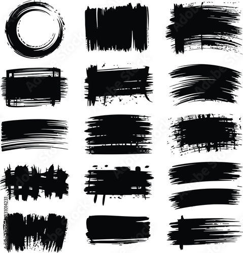 Grungy Brush Strokes Collection Artistic Paint Elements and Texture Set