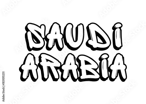 Saudi Arabia graffiti word vector font
Vector font word on a white background