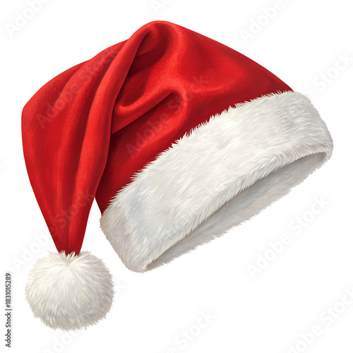 Santa Claus winter hat on transparent background apparel graphic element